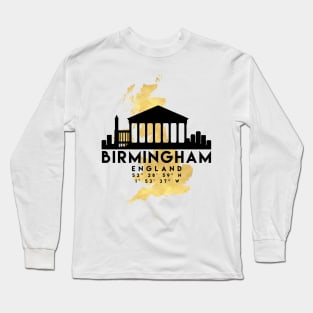 Birmingham England Skyline Map Art Long Sleeve T-Shirt